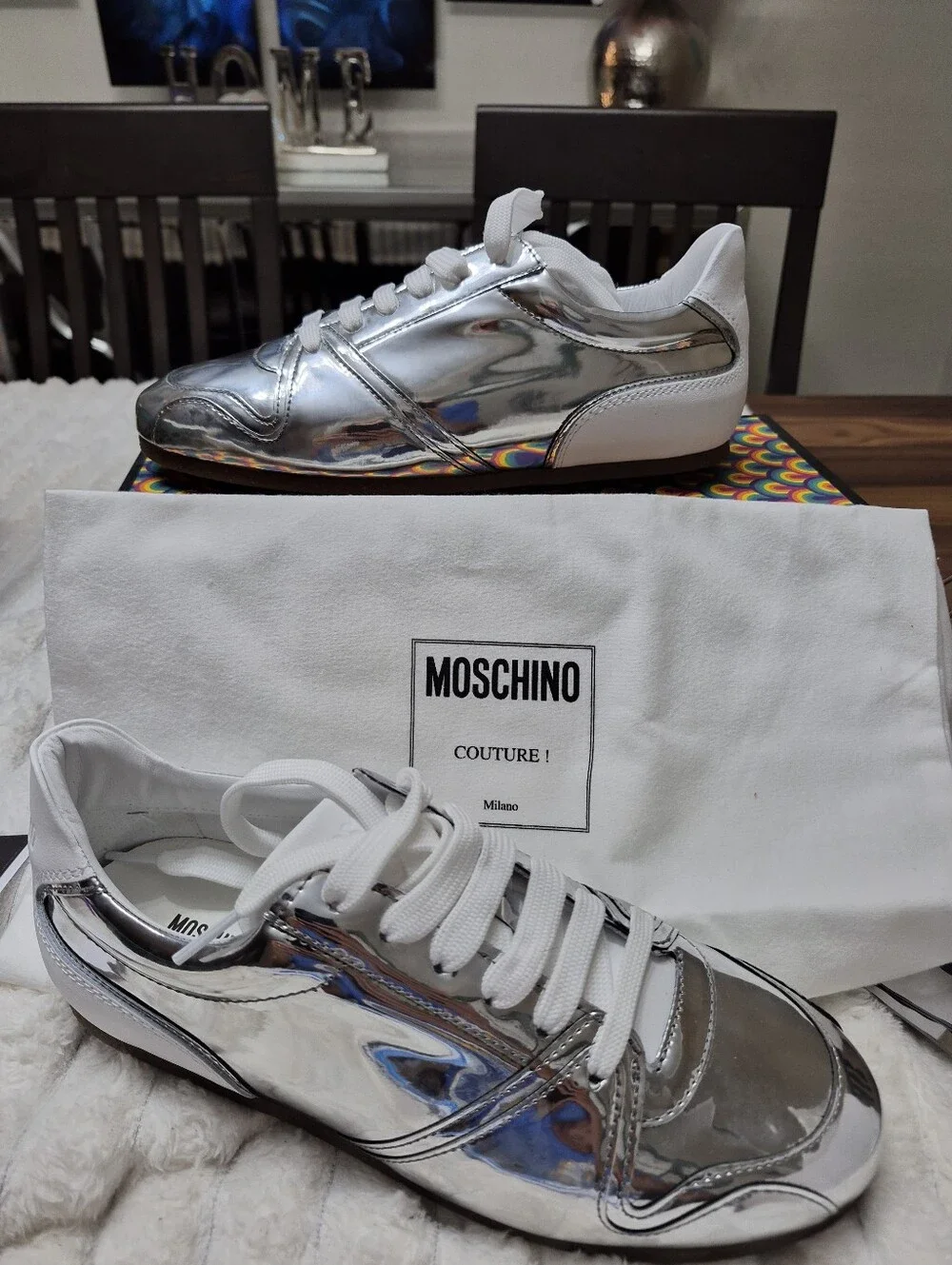 MOSCHINO MIROR SNEAKERS WOMEN'S SZ EU 39 Usa Approx 8.5 $595